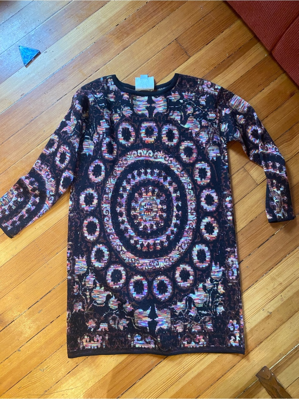Figue 100% Aplaxa Long Sleeve Patterned sweater knit dress multicolor